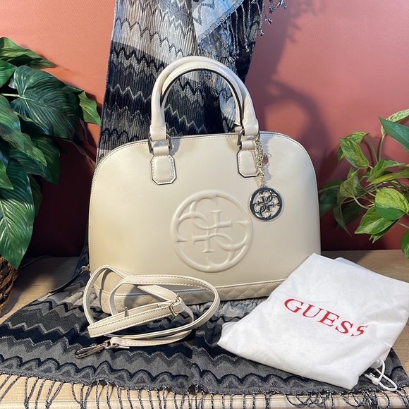 “GUESS” Cream Satchel/Tote/Crossbody Bag - Picture 1 of 16